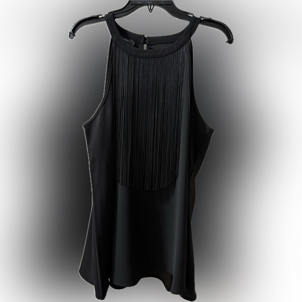 Alfani Black Sleeveless Top with Fringe